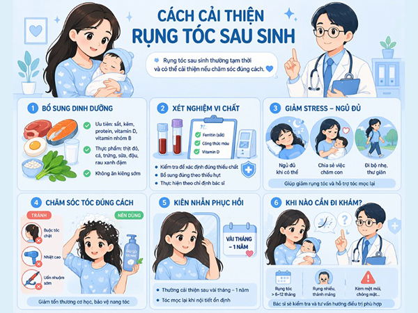 những việc nên làm hạn chế rụng tóc sau sinh